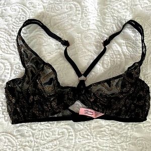 Agent Provocateur Black and Gold Lace Bra 36B